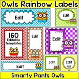 Owl Theme Rainbow Labels for Classroom Jobs, Name Tags, Su