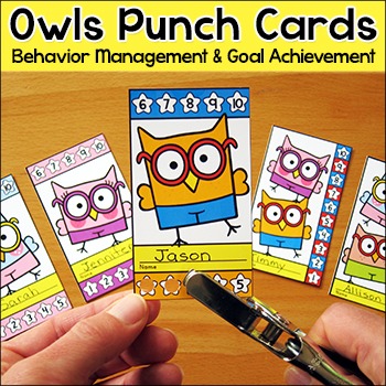 Preview of Owl Theme Punch Cards - Behavior Management Tool