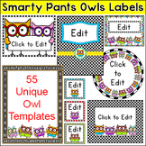 Owl Theme Editable Labels and Templates - make classroom p