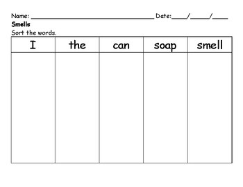 Preview of Smells (Green Kit Lesson 14) - Sort the Words by Font Worksheet