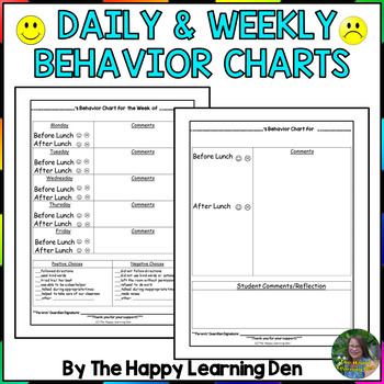Daily and Weekly Behavior Chart by The Happy Learning Den | TPT