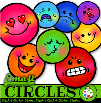 Smiley Emoji Circle Face Clip Art Shapes by Prawny | TPT