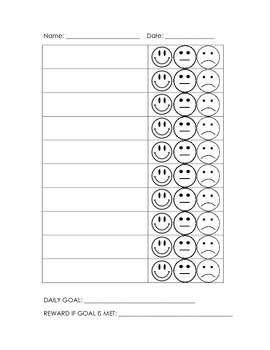 smiley face behavior chart template