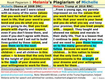 Preview of Royal Plagiarism I: Melania Trump “borrows” from Michelle Obama