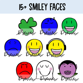 Preview of Smiley Faces Moveable Clip Art