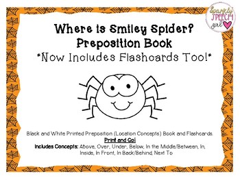 Preview of Smiley Spider Preposition Book and Flashcards *Updated*