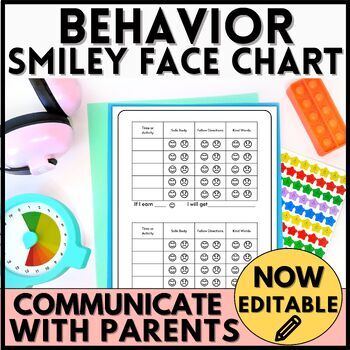 Preview of Daily Behavior Chart for Kindergarten: Editable Smiley Face Chart, Weekly Chart