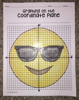 Preview of Smiling Face with Sunglasses EMOJI - Graphing on the Coordinate Plane