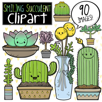 Preview of Smiling Succulents + Cactus Clip Art