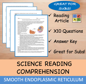 Preview of Smooth Endoplasmic Reticulum - Reading Passage and x 10 Questions (EDITABLE)