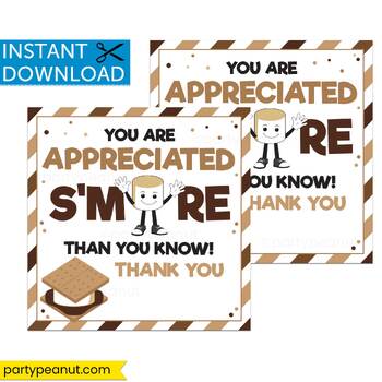 Preview of Smore Thank You Tags Teacher Coworker Friend Gift Appreciated Smore Gift Tags