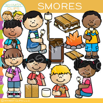 Preview of Kids Summer Campfire Smores Sweet Snack Clip Art