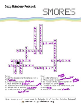 Smores Crossword Word Search by cozyrainbow Teachers Pay Teachers