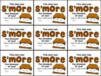 Preview of Smores End of Year (EOY) Gift Tag- This year was s'more fun because of you!