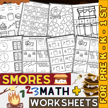 Preview of Smores Math Worksheets | Smore Camping Theme Day Activities | End of the Year