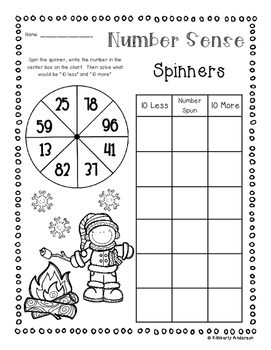 Preview of S'mores Number Sense: 10 More, 10 Less, 100 More, 100 Less Spinners Mental Math