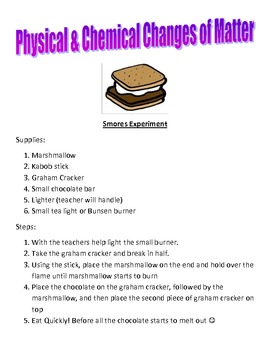 Preview of Smores Physical/Chemical Change of Matter Experiment