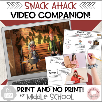 Preview of Snack Attack Youtube Video Companion Mixed Groups Speech Therapy