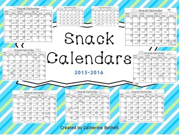 Preview of Snack Calendars 2015-2016