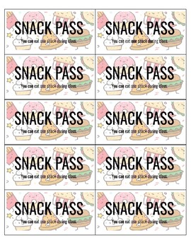 Snack Pass Worksheets Teaching Resources Teachers Pay Teachers