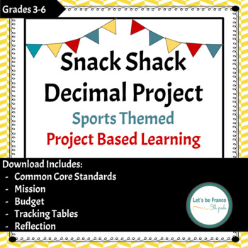 Preview of Snack Shack Decimals Sports Themed PBL