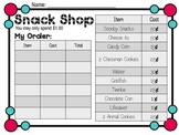Snack Shop Math EDITABLE
