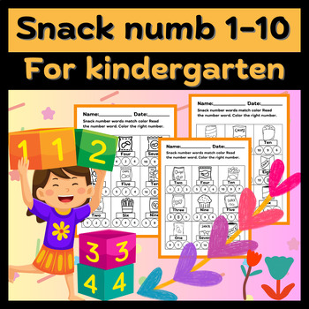 Preview of Snack number words match color Read  the number word.