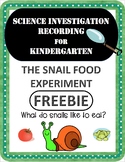 Snail Food Science Experiment Recording Sheet