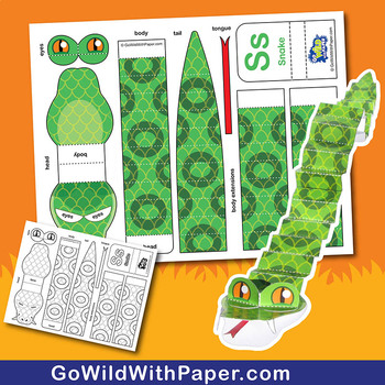 Snake Craft Activity | 3D Paper Model by Go Wild with Paper | TpT
