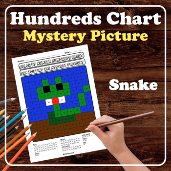 Preview of Snake Hundreds Chart Mystery Picture No Prep Place Value Color by Number Animal