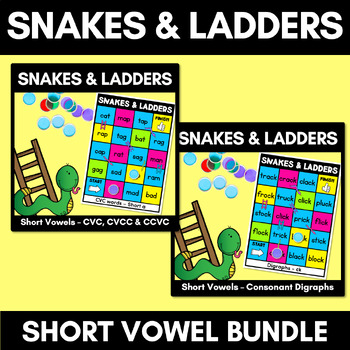 Preview of Snakes & Ladders Phonics Games for CVC, CCVC, CCVC Words & Consonant Digraphs