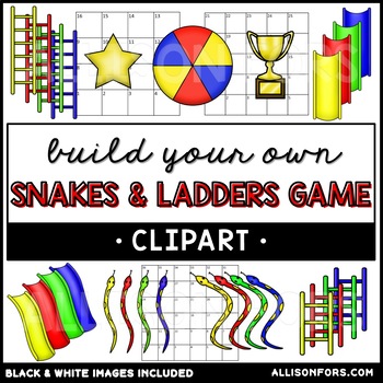 Preview of Snakes and Ladders Board Game Clip Art - Build Your Own Clip Art