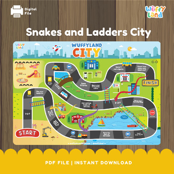 Preview of Snakes and Ladders City, Familiy Board Games, Kids Classic Game, Kids Challenge