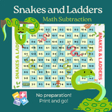 Snakes and Ladders Math Subtraction Class Game | Printable