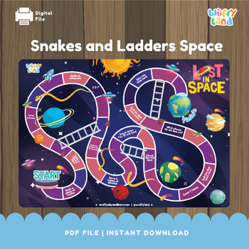 Preview of Snakes and Ladders Space, Space Games, Familiy Board Games, Kids Classic Game, K