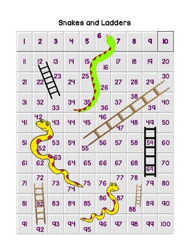Preview of Snakes and Ladders with 100 Chart (YES, I said it, with a 100's Chart!)