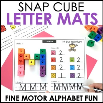 Preview of Snap Cube Letter Mats - Fine Motor Alphabet Centers - Letter Writing Practice