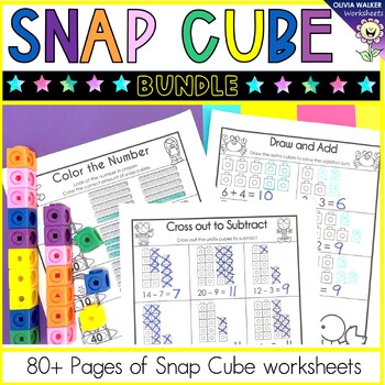 Preview of Snap Cube Worksheet Bundle, for Supporting Math Centers Unifix Linking Cubes