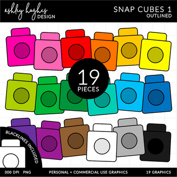 Preview of Snap Cubes Clipart 1 - Outlined
