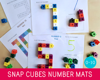 Preview of Snap Cubes Number Mats, Linking Cubes Task Cards, Fine Motor Skills, Tracing