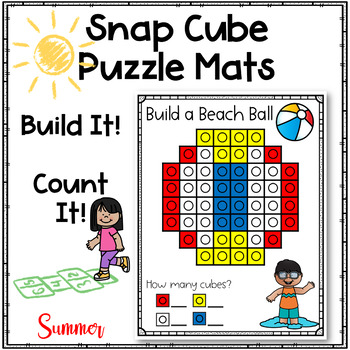 Preview of Snap Cubes Puzzles Work Mats ~ Summer Pictures