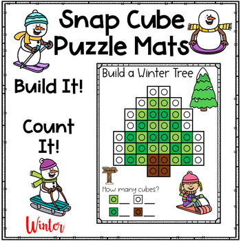 Preview of Snap Cubes Puzzles Work Mats ~ Winter Pictures