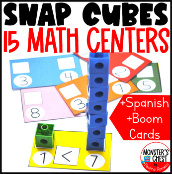 Preview of Snap Cubes Pattern Cards 15 Math Centers Activities Policubos Matematicas