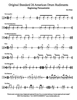 Snare Rudiments for the Beginning Percussionist by Ron Sikes Music