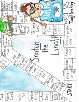 Preview of Snatch the Lunch- Water Colored ch/tch Reading/Spelling Digraph Board Game- Fun!