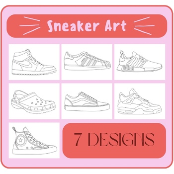 Preview of Sneaker Art- Mindful Colouring Pages - Coloring Pages - Mindful Art - Shoes