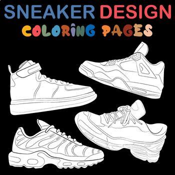 Preview of Sneaker Design Coloring Pages For Kids & Teens Bundle
