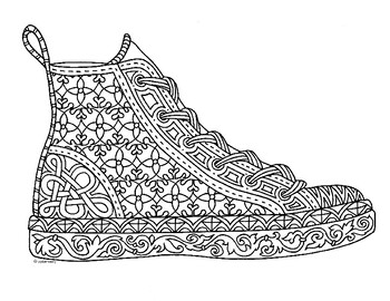 Sneaker Zentangle Coloring Page by Pamela Kennedy | TpT