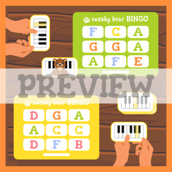 Sneaky Bear Bingo: a piano keys game by Learnatune | TPT