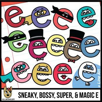 Preview of Sneaky E, Bossy E, Super E, Magic E, Silent E, Mean E Clip art